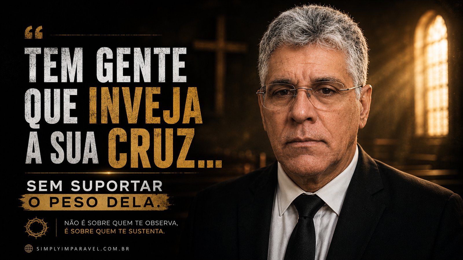 Pregador refletindo sobre o peso da cruz e o propósito de Deus em meio às lutas